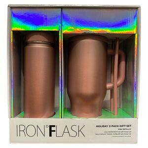Iron Flask 2-Pack Gift Set, 22oz. Water Bottle & 32oz. Copilot Tumbler, Pink